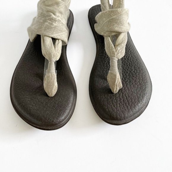 Sanuk Yoga Sling Sandals Women's 7 Neutral Print Open Toe Flats Sling Back - Picture 11 of 16